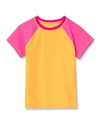 Lands' End Girls Short Sleeve Crew Neck Swim Rash Guard