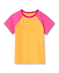 Lands' End Girls Short Sleeve Crew Neck Swim Rash Guard