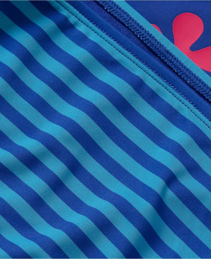 Lands' End Girls Slim Chlorine Resistant Long Sleeve Rash Guard Bikini 3 Piece Swimsuit Set