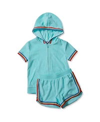 Lands' End Girls Terry Zip Front Top and Shorts Cover Up Set
