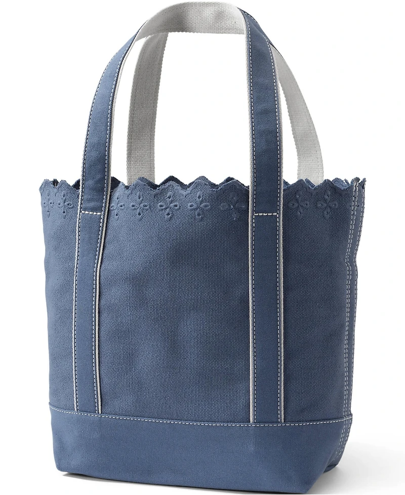 Lands' End Medium Eyelet Canvas Open Top Tote