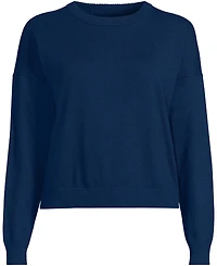 Lands' End Women's Cotton Wedge Crew Neck Sweater