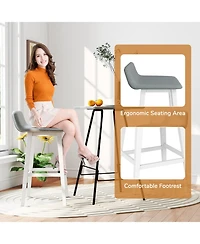 Gymax 29'' Upholstered Barstools w/ Low Back Footrest and Wood Legs for Kitchen Island