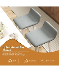 Gymax 24'' Upholstered Barstools w/ Low Back Footrest and Wood Legs for Kitchen Island