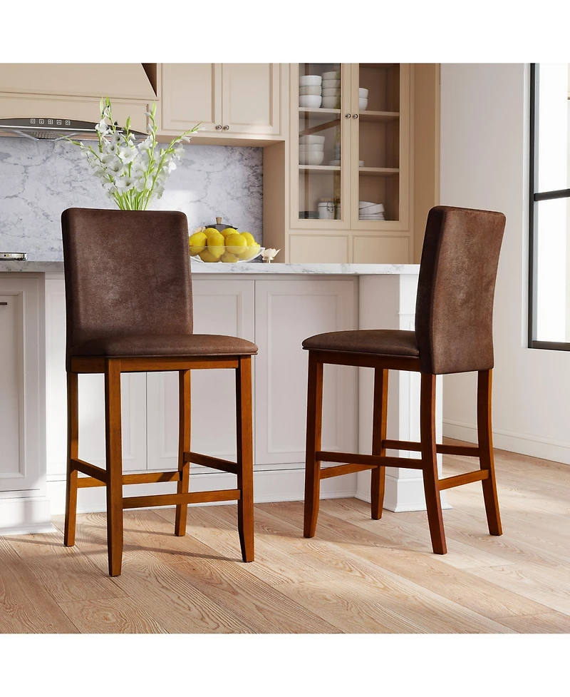 Gymax 26 Inch Counter Barstools Set of 2 w/Upholstered Seat and Backrest for Dining Room