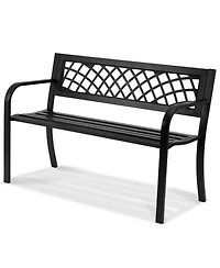 Gouun Metal Outdoor Patio Bench with Armrests and Backrest