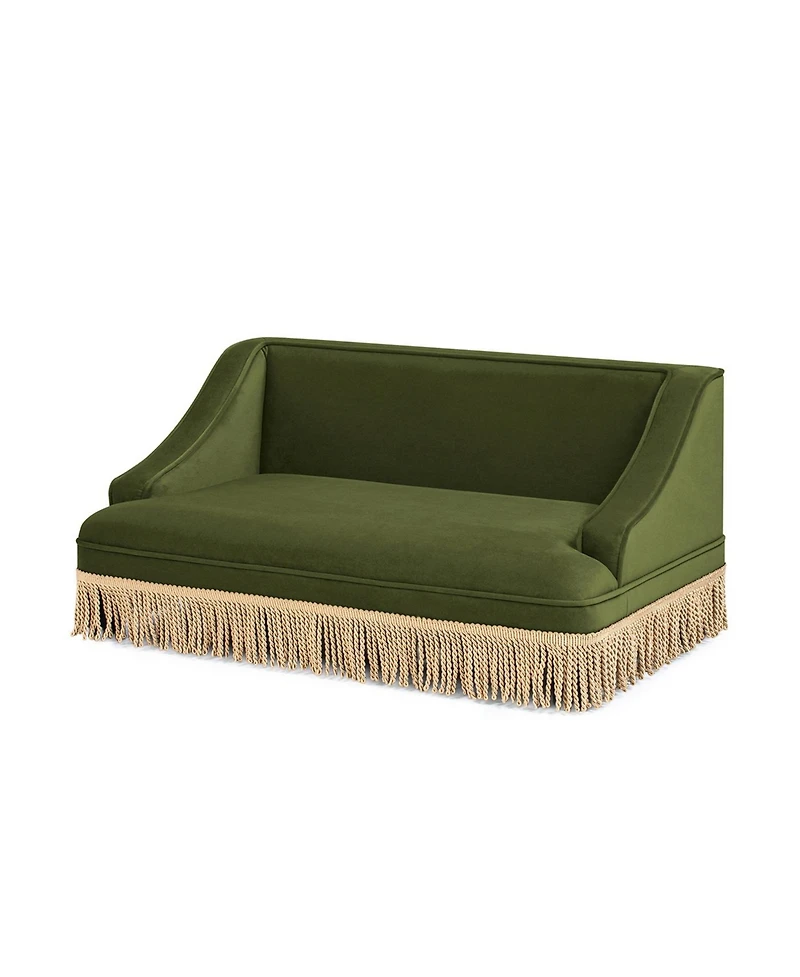 Zeus and Ruta Princess Style Pet Bed Sofa Medium With Fringe Skirt Performance Velvet