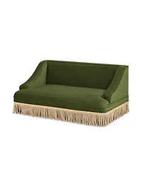 Zeus and Ruta Princess Style Pet Bed Sofa Medium With Fringe Skirt Performance Velvet
