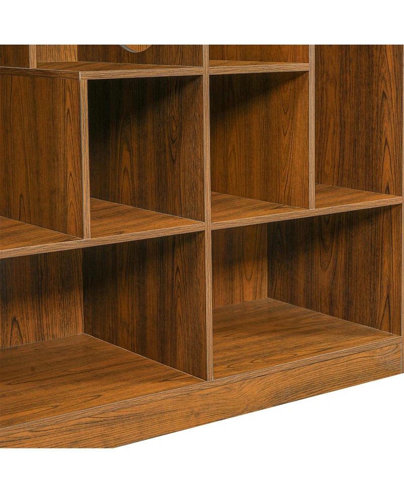 Zeus And Ruta Modern 2 1 Wood Cat Tree Bookshelf House With Storage Display Case Litter Box Enclosure