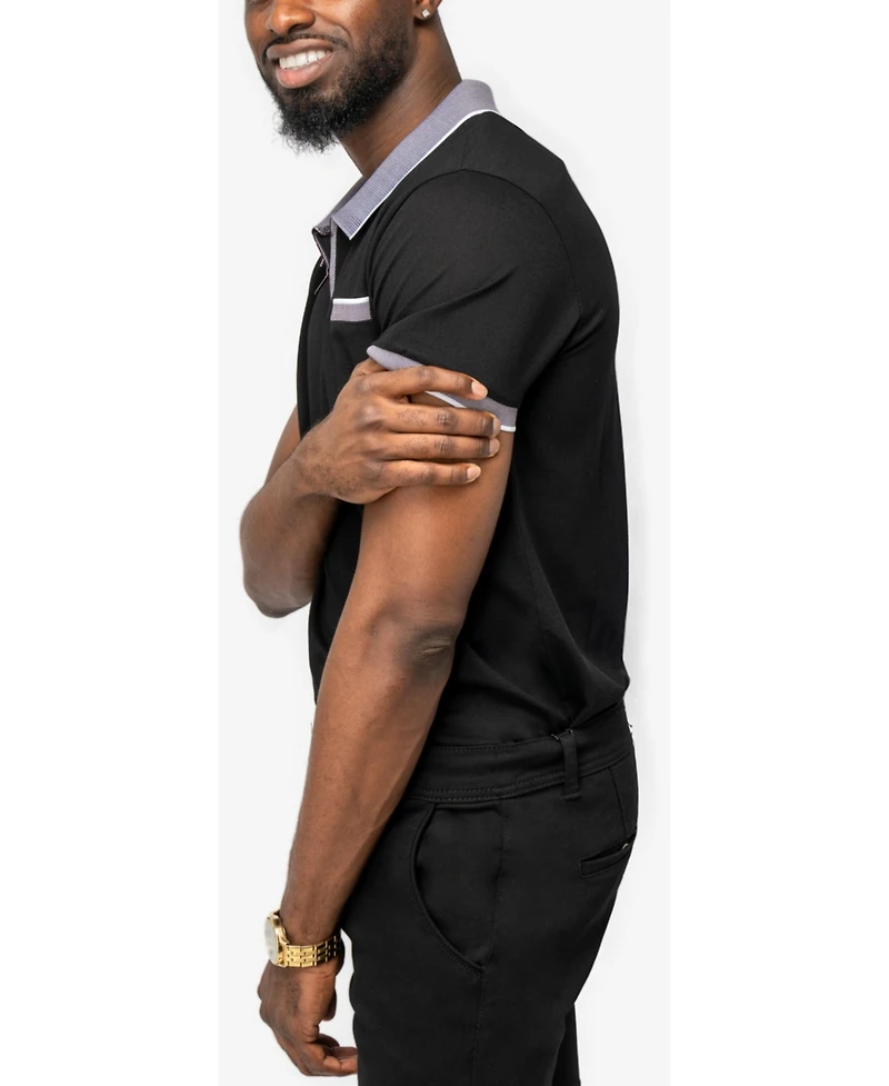 X-Ray Men's Comfort Zip-Neck Tipped Polo Shirt