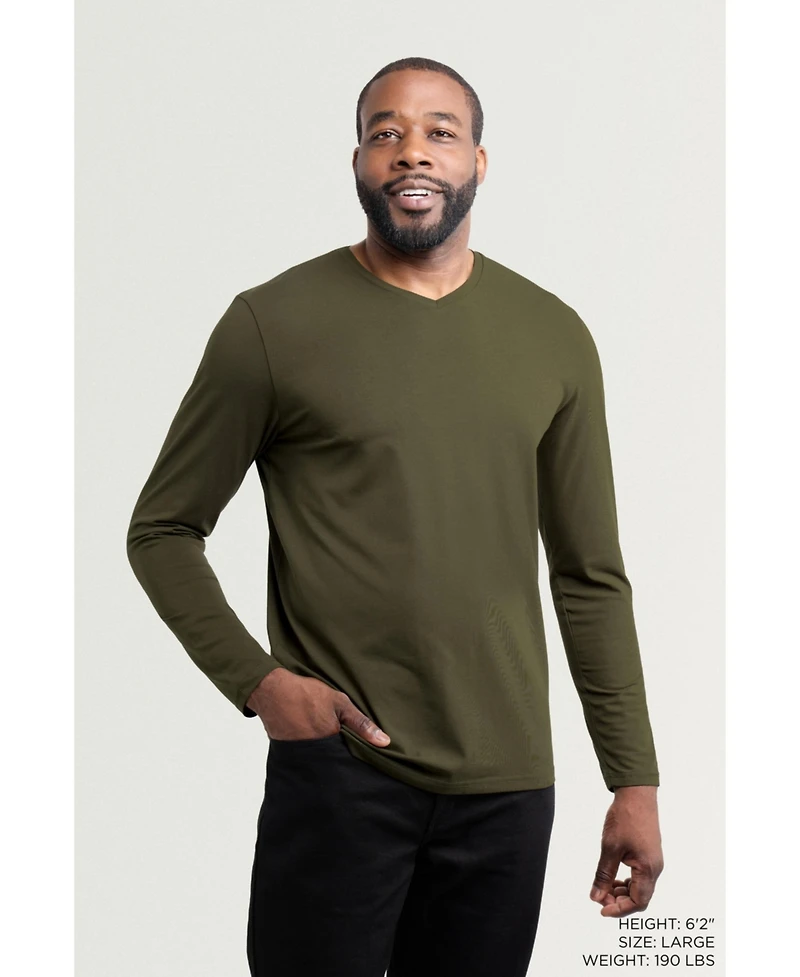 X-Ray Men's Soft Stretch V-Neck Long Sleeve T-shirt