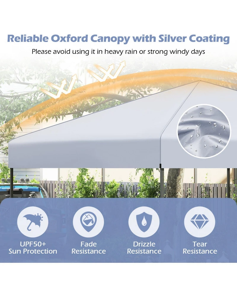 Gouun 10 x 10 ft Pop Up Canopy Tent with Carrying Bag Eight Stakes and Wind Ropes