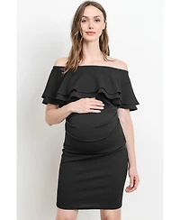 Hello Miz Maternity Off-the-Shoulder Bodycon Ruched Mini Dress