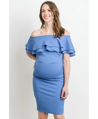 Hello Miz Maternity Off-the-Shoulder Bodycon Ruched Mini Dress