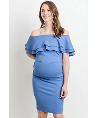 Hello Miz Maternity Off-the-Shoulder Bodycon Ruched Mini Dress