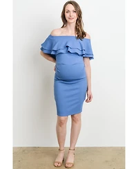 Hello Miz Maternity Off-the-Shoulder Bodycon Ruched Mini Dress