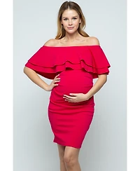 Hello Miz Maternity Off-the-Shoulder Bodycon Ruched Mini Dress