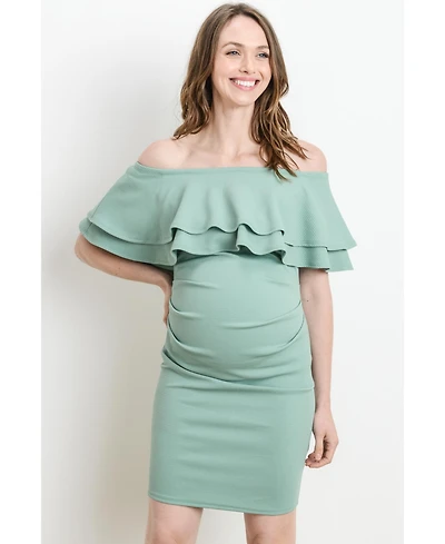 Hello Miz Maternity Off-the-Shoulder Bodycon Ruched Mini Dress
