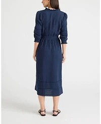 Ellen Tracy Women's Button Front Double Gauze Dress