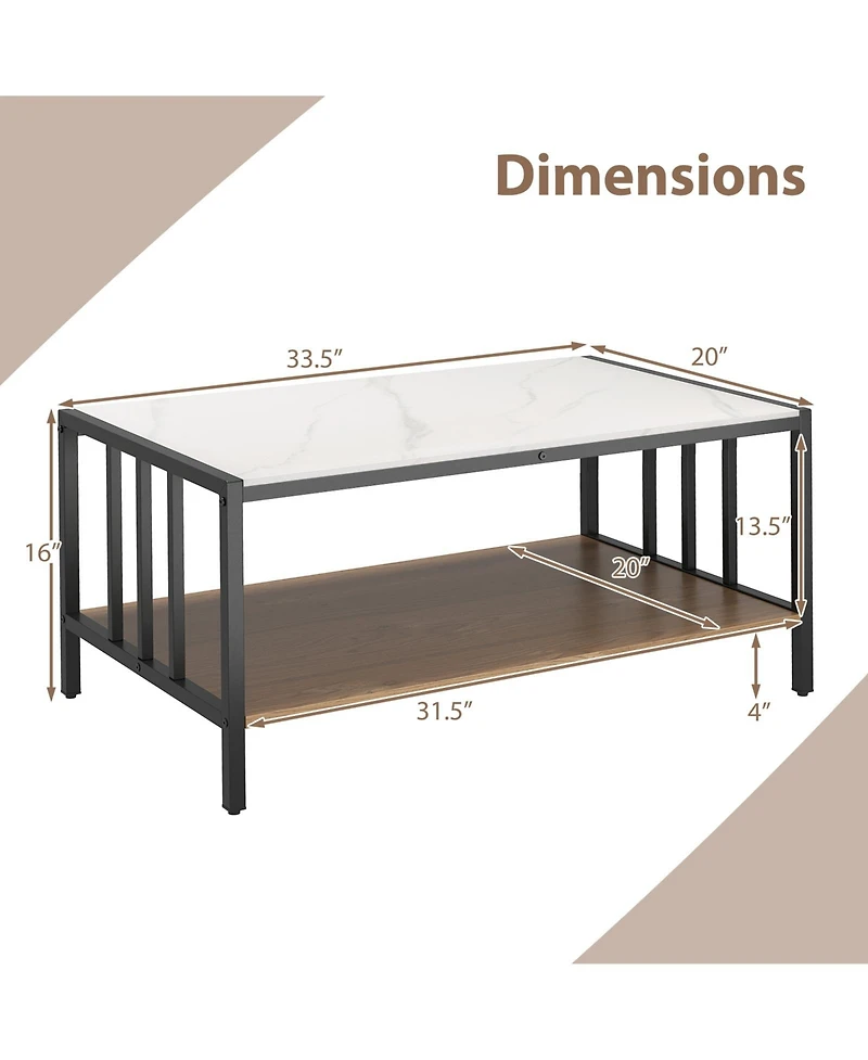 Slickblue White Coffee Table 2 Tier Sintered Stone Tabletop