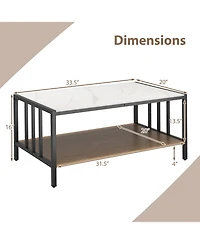 Slickblue White Coffee Table 2 Tier Sintered Stone Tabletop