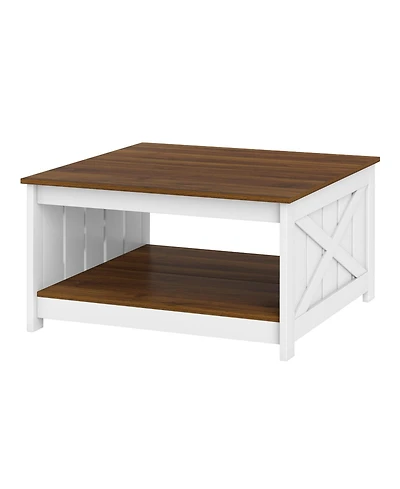 Slickblue Farmhouse Coffee Table Square with Storage Shelf