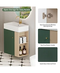 Sillysis Bathroom Vanity with Sink, Modern Wood Cabinet, Soft Close Door and Open Storage, Small Space Organizer