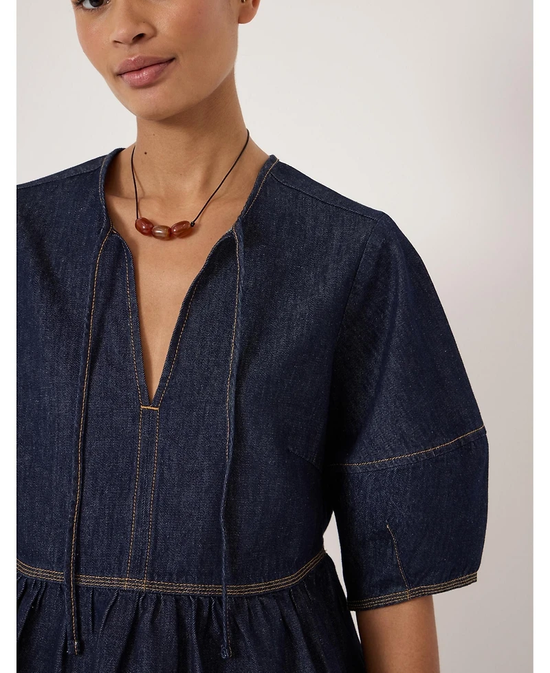 Hush Women's Betty Barrel Sleeve Denim Top