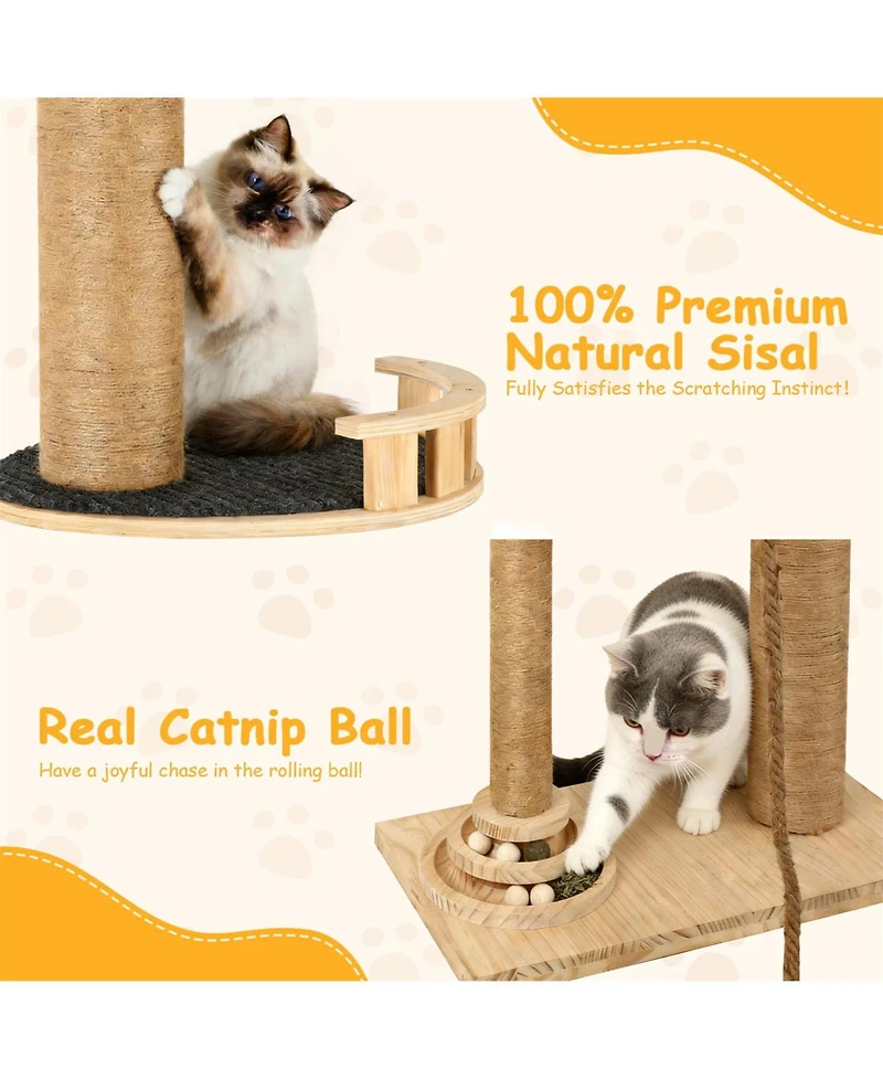 Zeus and Ruta Floor To Ceiling Cat Tree 6 Level Adjustable Height Climbing Tower Thickened Scratching Posts Transparent Capsule Cozy Hammock