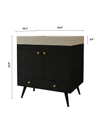 Sillysis 30" Freestanding Bathroom Vanity with Walnut Faux Marble Top, Ceramic Sink, Soft Close Storage for Small Bathrooms