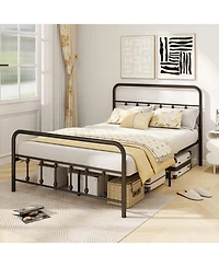 Gouun Full Metal Platform Bed Frame with Storage Drawers and Headboard