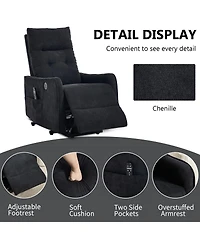 Maison Boucle Chenille Power Lift Recliner Chair for Elderly with Massage, Heat & Usb, Single Motor Electric Seniors