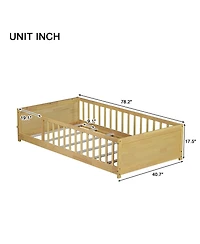 Clihome Twin size Floor Platform Bed with Built-in Book Rack