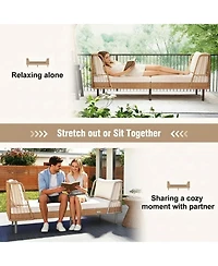 Gouun Boho Patio Wicker Daybed Loveseat with Cushions