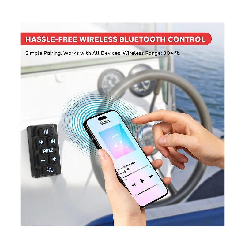 Pyle 4-Ch. Waterproof Rated Marine Amplifier Kit with Wireless Bt Control and Rca Input (PLUTVRKBT200X4)