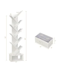Gouun 10-Tier Tree-Shaped Bookshelf with Fabric Drawer
