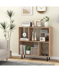 Gouun 4-Compartment Open Shelf Bookcase with Metal Legs