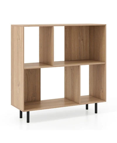 Gouun 4-Compartment Open Shelf Bookcase with Metal Legs