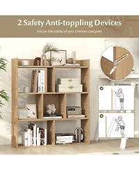 Gouun 7-Cube Open-Back Bookshelf with Anti-Toppling Devices