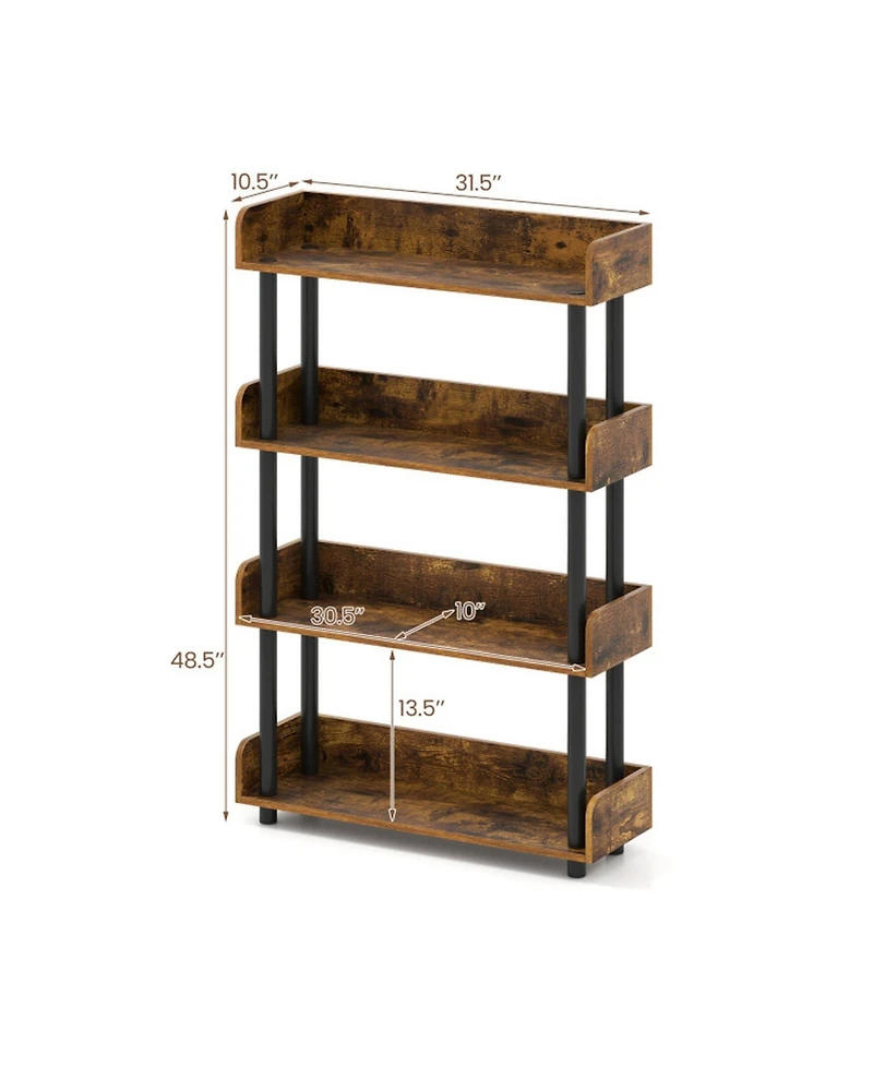 Gouun 4-Tier Industrial Open Bookcase with Anti-Tipping Kit