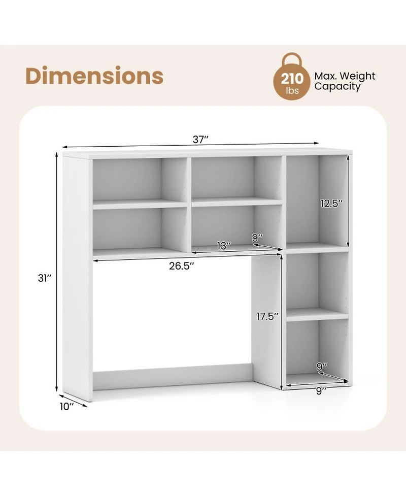 Gouun Desktop Bookshelf with 7 Cubbies and 3 Adjustable Shelves