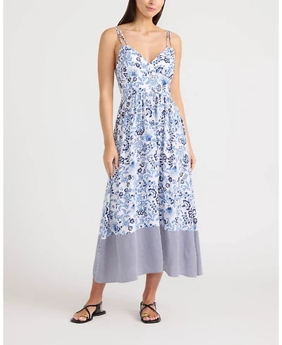 Ellen Tracy Women's Sleeveless V-Neck Plunge Maxi Dress