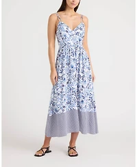 Ellen Tracy Women's Sleeveless V-Neck Plunge Maxi Dress