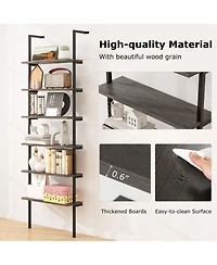 Gouun 6-Tier Industrial Ladder Shelf Wall Mounted Bookshelf