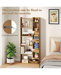 Gouun 6-Tier Wooden Bookcase with Open Display Shelves
