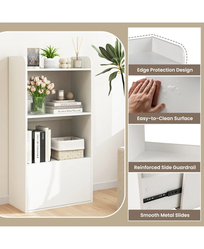 Gouun 3-Tier Freestanding Bookshelf with Drawer