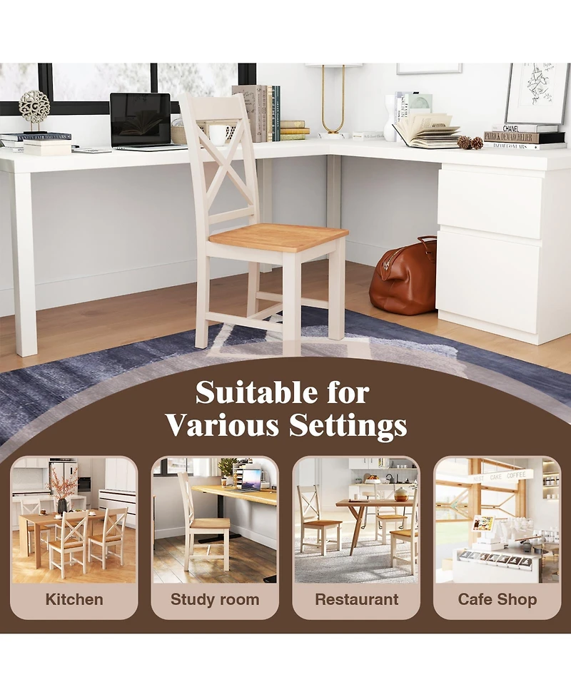 Sugift Wooden Dining Chairs Set of Two with High Back Design