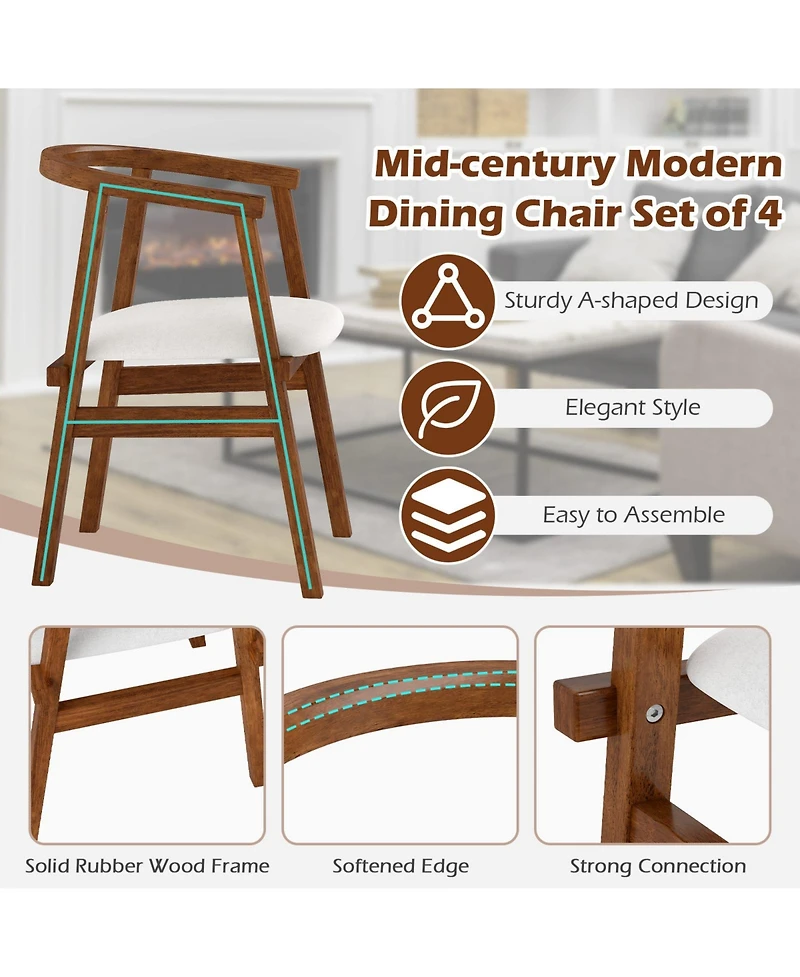 Sugift Solid Wood Dining Chairs Set of Two with Wrap Armrests