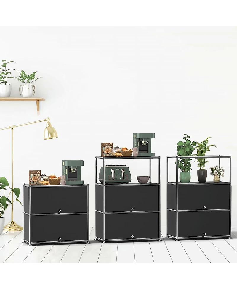 Mega Casa 3-Tier Storage Cabinet Metal Shelving Unit – Multi-Functional Kitchen Organizer, White