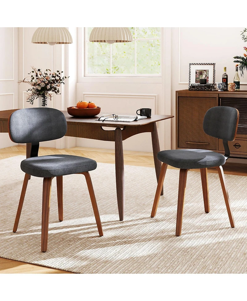 Slickblue Set of 2 Chenille Fabric Upholstered Wooden Kitchen Chairs